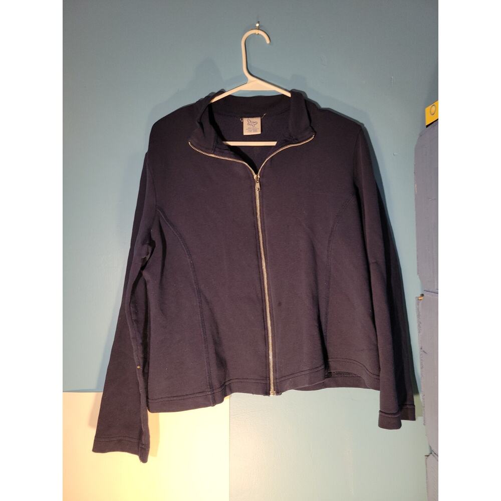 Butterfly Y2K Womens Navy Blue Full Zip Sweatshirt Size L